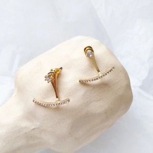 On Trend Gold CZ Zircon Jacket Style Earrings!